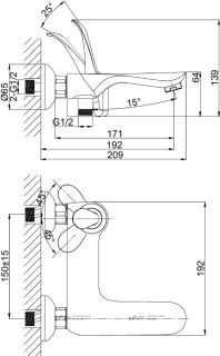 Смеситель для ванны DQ Venice Baciano чёрный/золото DA1033259